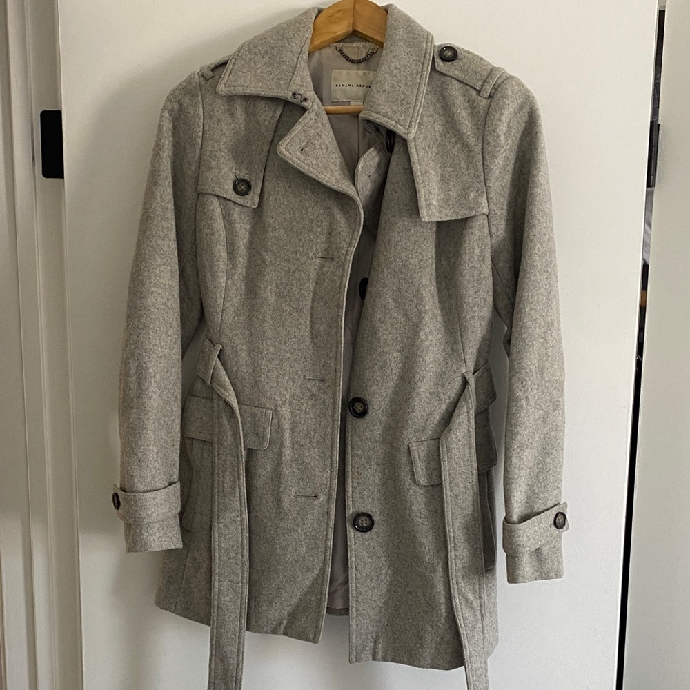 Banana Republic Light Gray Belted Coat